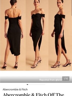 NWTs!! Abercrombie & Fitch Black Off-the-Shoulder Rouched Midi Dress